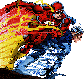 [Flash racing Quicksilver in Marvel vs. DC 2]