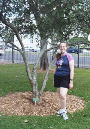 Katie next to henna tree