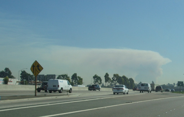 Smoke from fire on Camp Pendleton as seen from Irvine/El Toro area