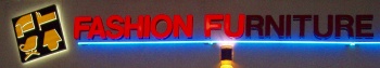 Sign for 'Fashion Furniture' with only 'Fashion Fu' lit up.