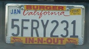 License plate reading 5FRY231 with an In-N-Out Burger frame.