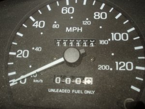 Picture of odometer reading 111111