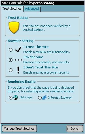 Site Trust Settings