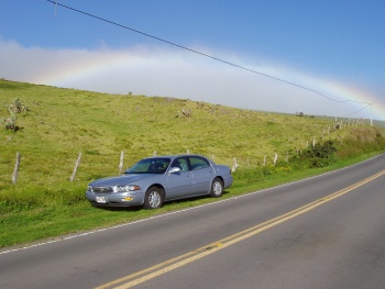 Rainbow above the rental car