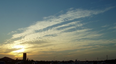 Sunset with clouds (and monolith!)