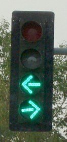 Traffic signal with both left and right arrows