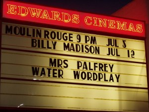 Movie marquee with 2 and 5 substituted for each other