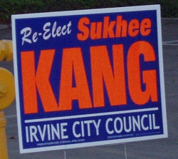 Sign: Re-Elect Sukhee Kang (Irvine City Council)