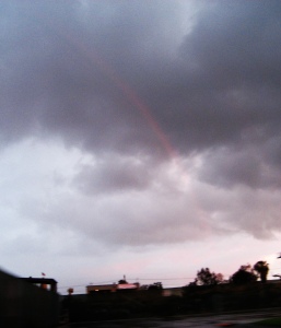 Rainbow at sunset.