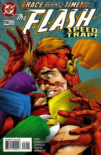 Flash v.2 #114: Flash's head being beaten up by half a dozen whirling fists (homage cover)