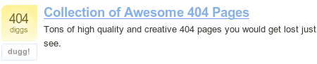 404 diggs on the Collection of Awesome 404 Pages