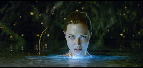 Grendel’s mother (digital Angelina Jolie) lifting her head out of a pool