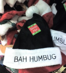 Black Santa Hat labeled Bah Humbug