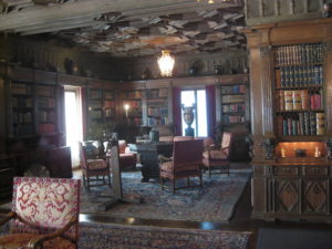 Ornate and full library at Hearst Castle.