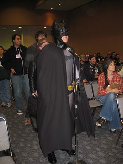 Batman asks a question at DC Nation.
