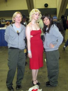 BSG Cosplay: Starbuck, Caprica Six, and Boomer