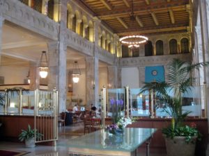 Fancy lobby. Once it was a bank, now it's a hotel.