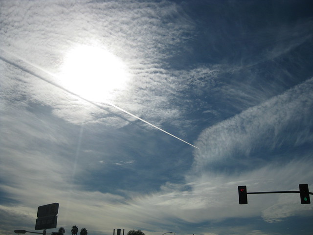 Contrail Shadow and Cirrus Clouds