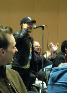 Jim Lee at Microphone at DC Editorial.