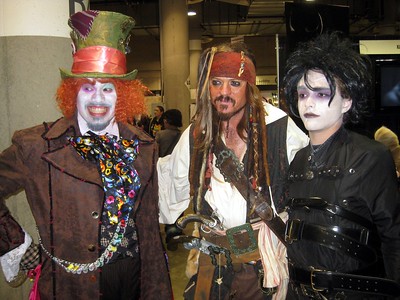 Johnny Depp cosplay (Edward Scissorhands, Jack Sparrow, Mad Hatter) at Comikaze Expo 2011.