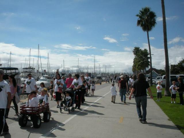 Walking along the marina