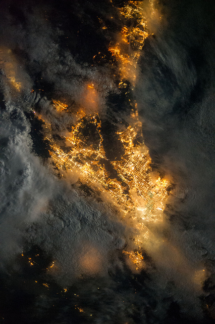 Southern California at night from space