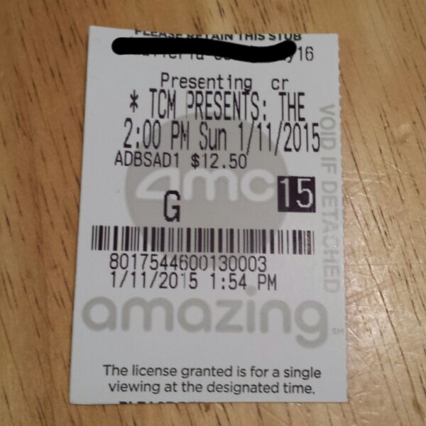 Movie Ticket Stub: TCM Presents The