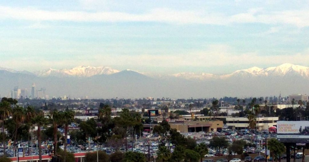 Snow and Smog Above Los Angeles