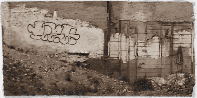 Graffiti amid the rubble