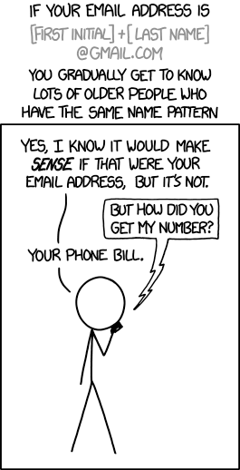 Stick figure on a phone tries to explain that the other person doesn't have their email address, even if it would make sense.